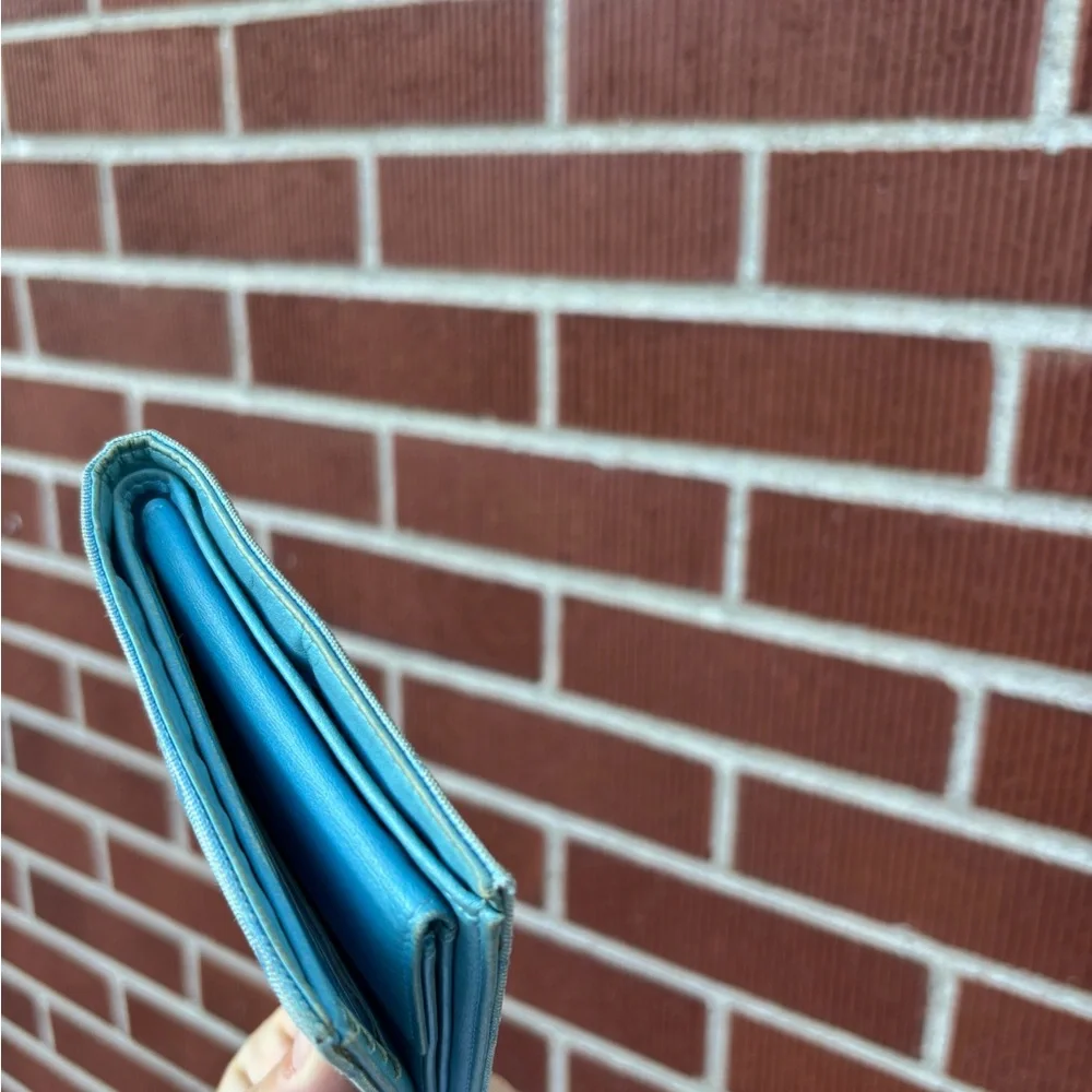 CHANEL travel line Light Blue Wallet CC logo